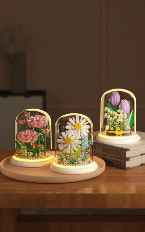KLOCKI CREATOR BUKIET KWIATÓW ZESTAW PREZENT DIY Z LAMPKĄ LED KLOCKI CREATOR BUKIET KWIATÓW ZESTAW PREZENT DIY Z LAMPKĄ LED
